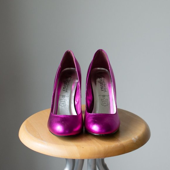 Pink leather shoes rounded toe - Picture 4 of 11